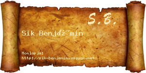 Sik Benjámin névjegykártya